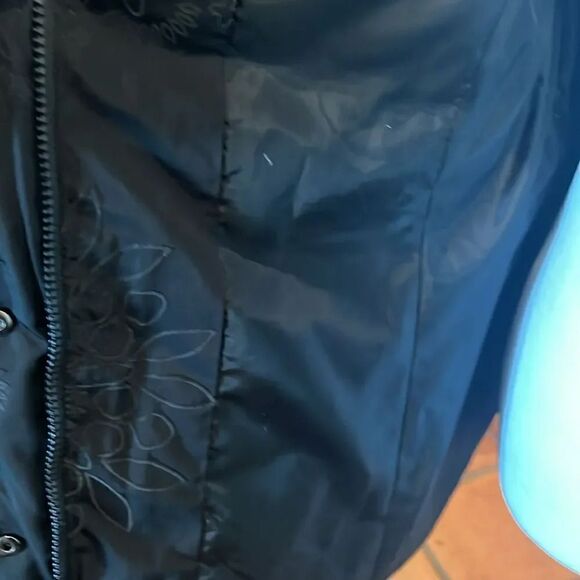 Desigual Black Floral/Snowflake Print Cecilia Snow Jacket, size L/10 - Picture 10 of 12